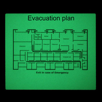 Glow in the dark evacuation plan