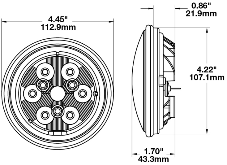 Led Work Light Insert dimensions