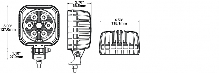 LED Work Auxiliary light dimensions