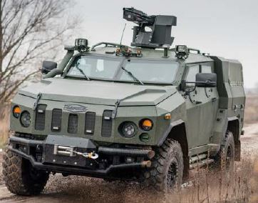Side marker/turn signal on a military armored vehicle
