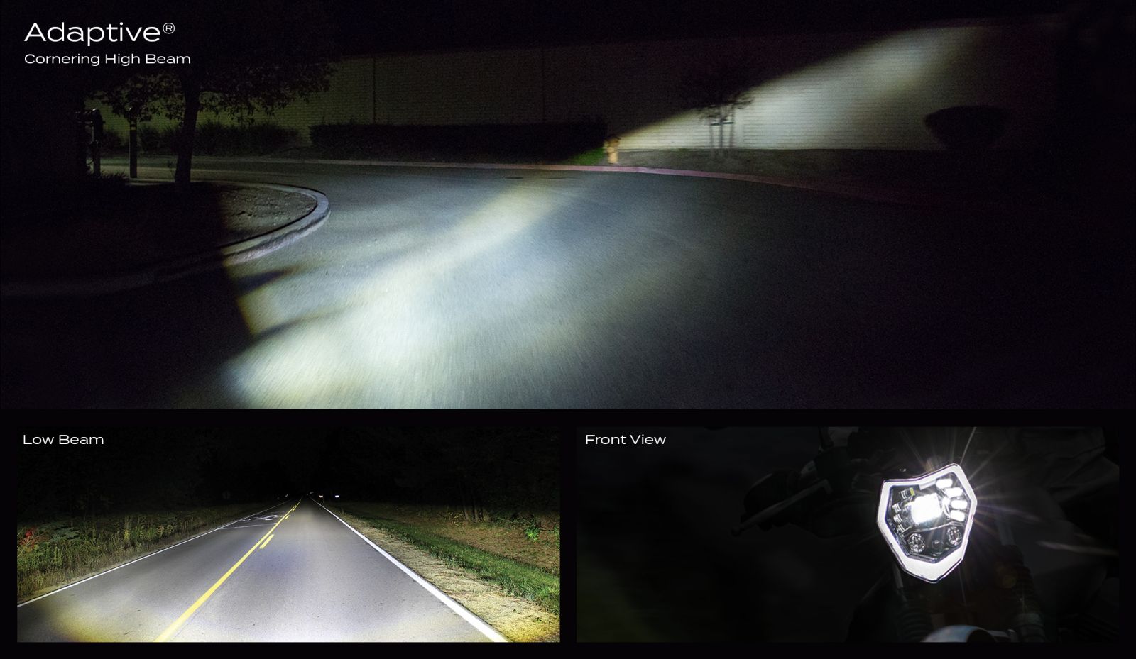 Motorcycle headlight adaptive corner