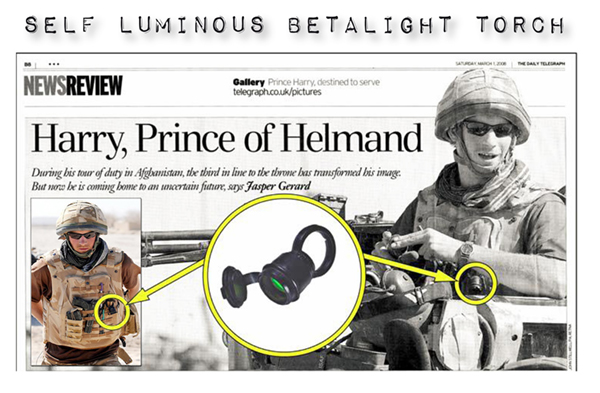 Betalight military Self luminious torch used by prince Harry