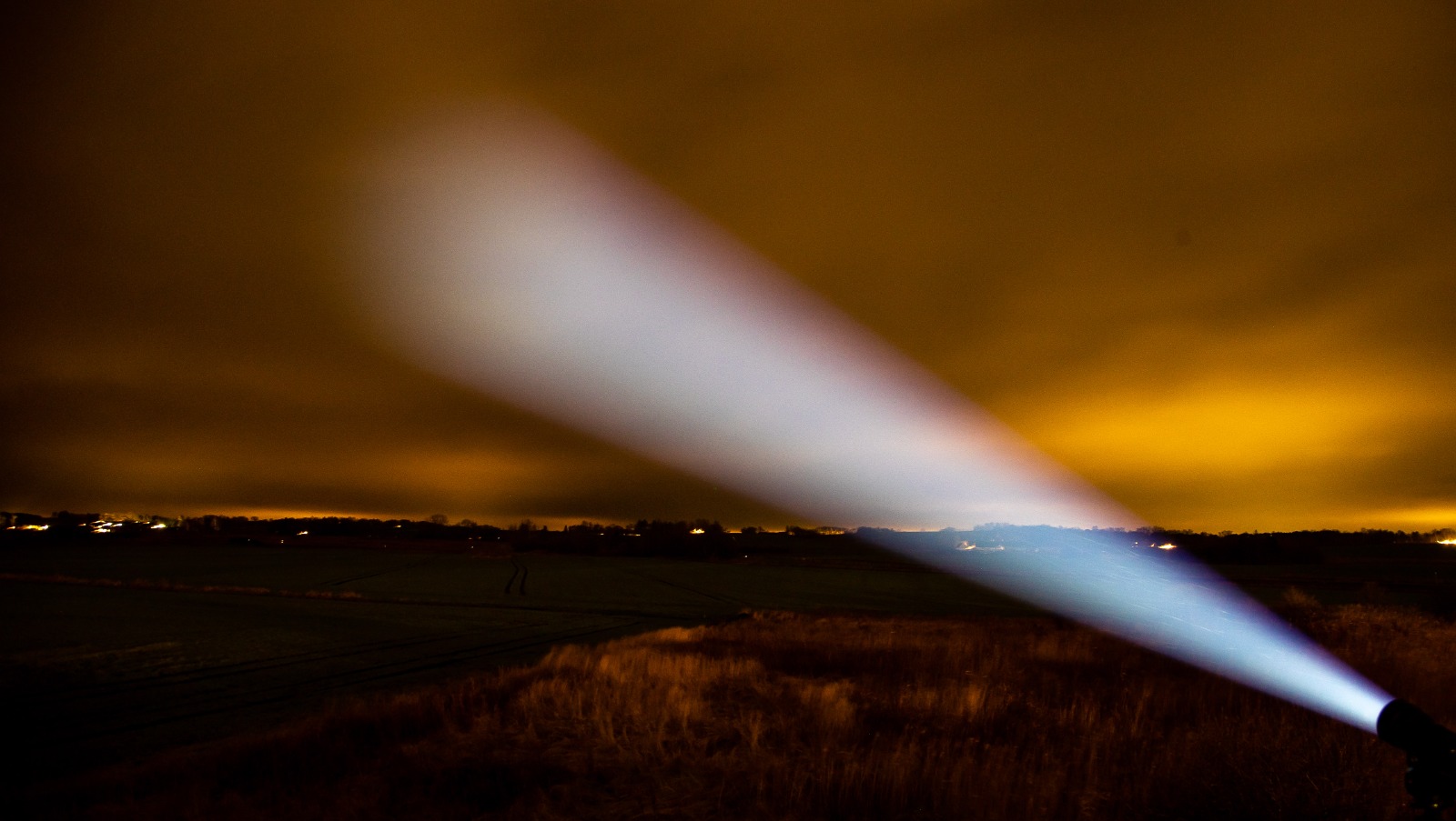 B50 using flood beam pointing at the sky