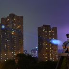 Betalight B50 shining on a building far away