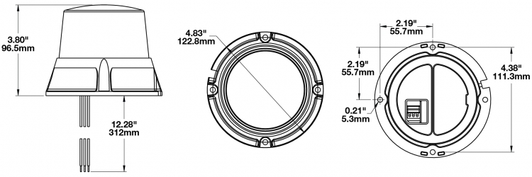 Blackout Light - Rear & Stop Marker dimensions