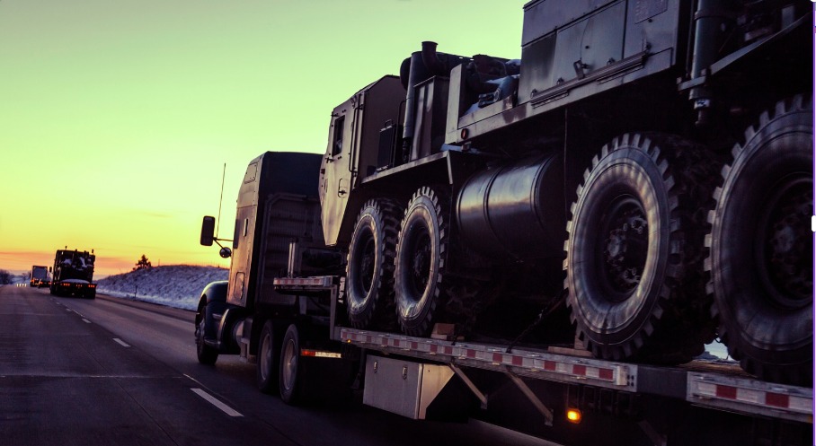 trailer Armored vehicle on a trailer with custom lighting solution