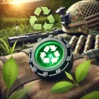 Tritium in a grass field with recycle symbol