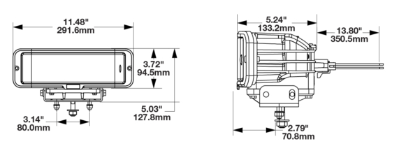 model-9800-dimensions LED Rectangular Headlights Dimensions