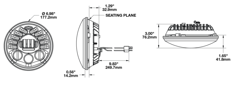 7inch-motorcycle-headlight Motorcycle Headlight with Adaptive Cornering dimensions