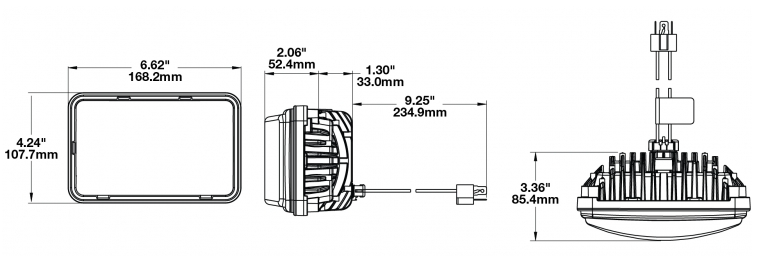 model-8800-dimensions LED truck headlights model 8800 dimensions
