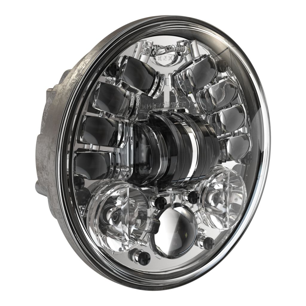 Motorcycle Headlight with Adaptive Cornering from the front at slight angle