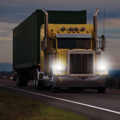 Semi truck using LED truck headlights model 8800