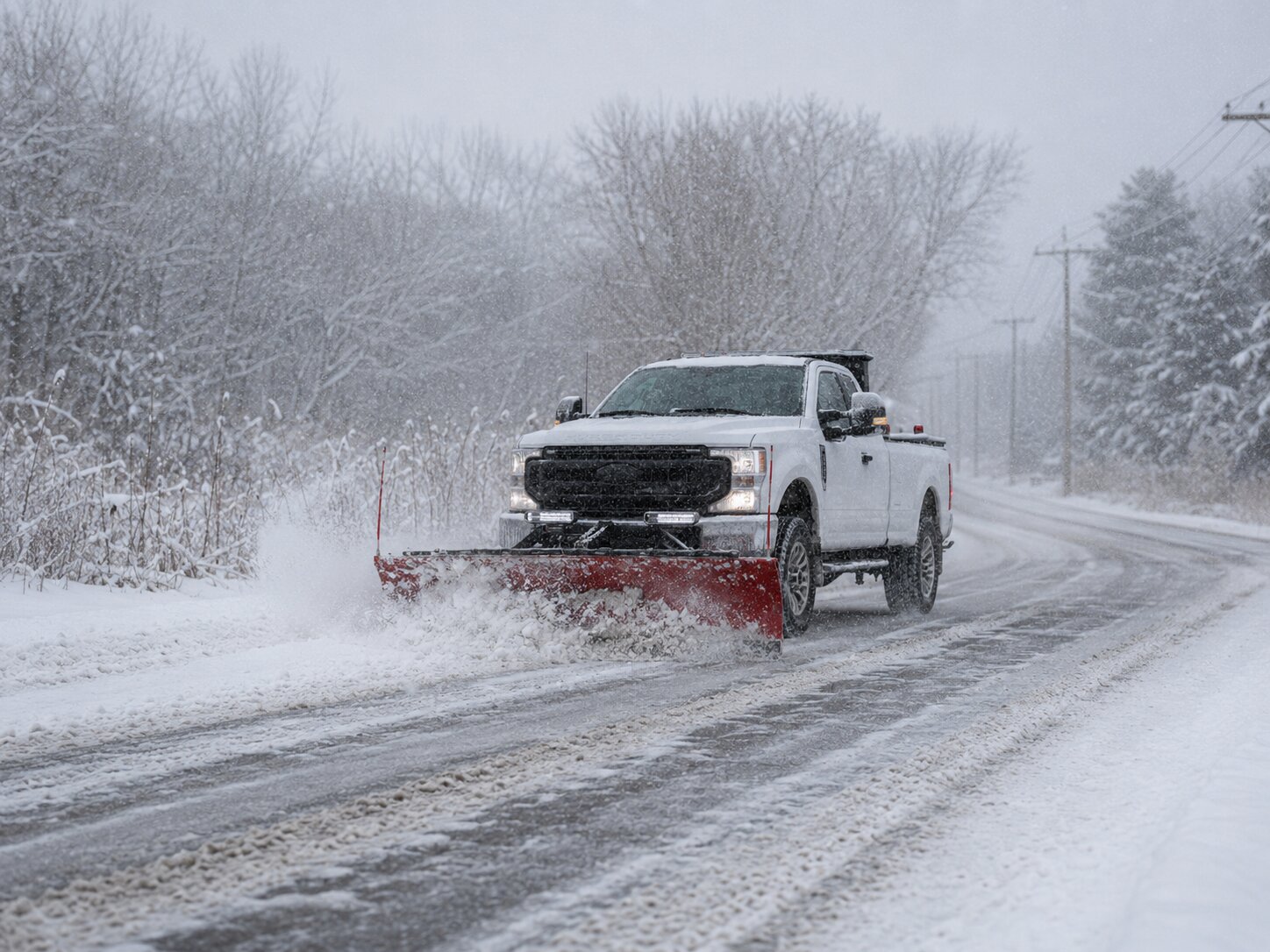 snowplow lights on a snowplow in the snow