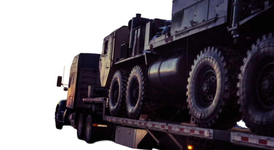 Armored vehicle on a trailer
