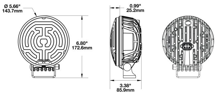 The dimensions of the LED headlight heated model 8633 evo