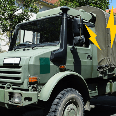 military vehicle with electricity drainage
