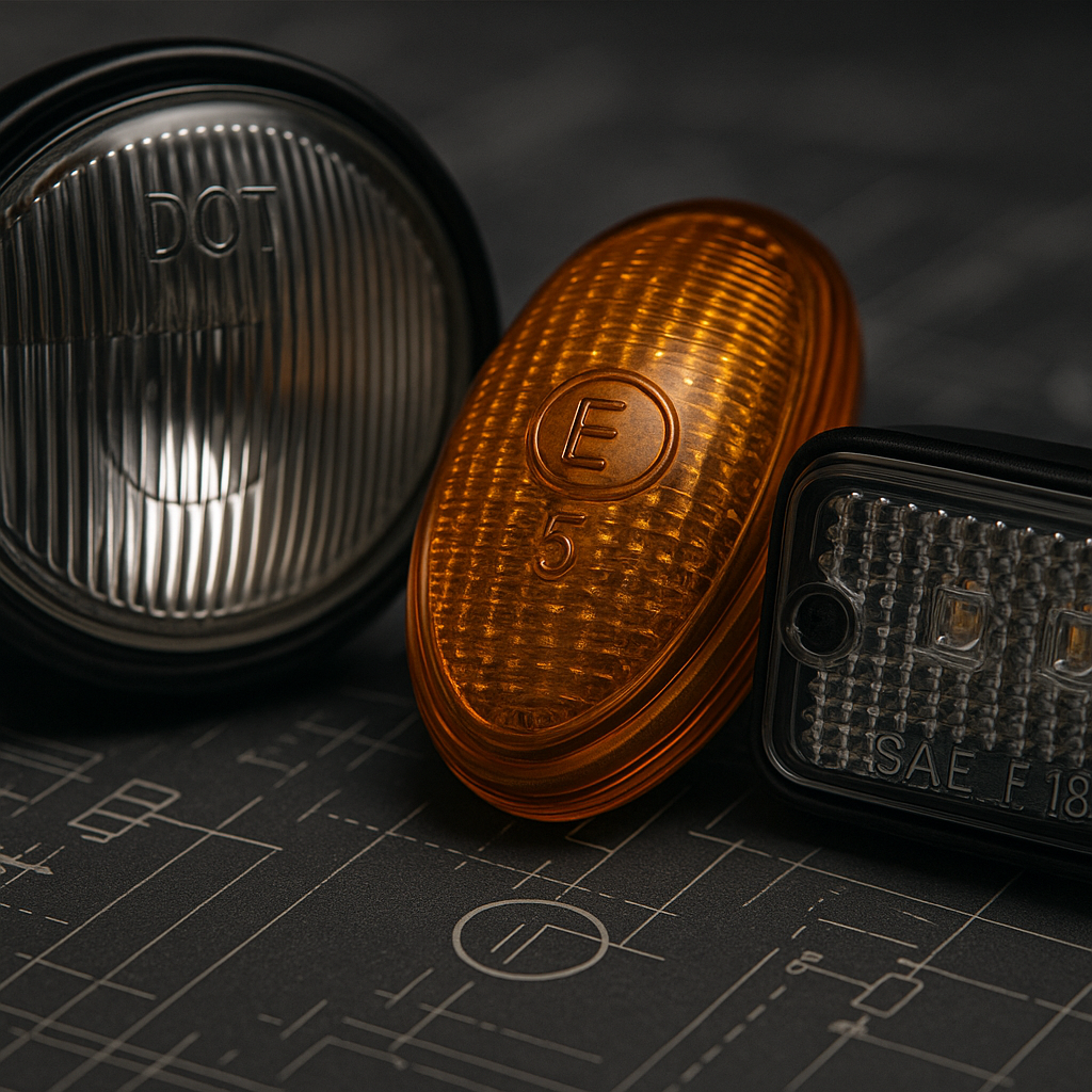 3 lights, one with DOT, one with ECE, one with SAE