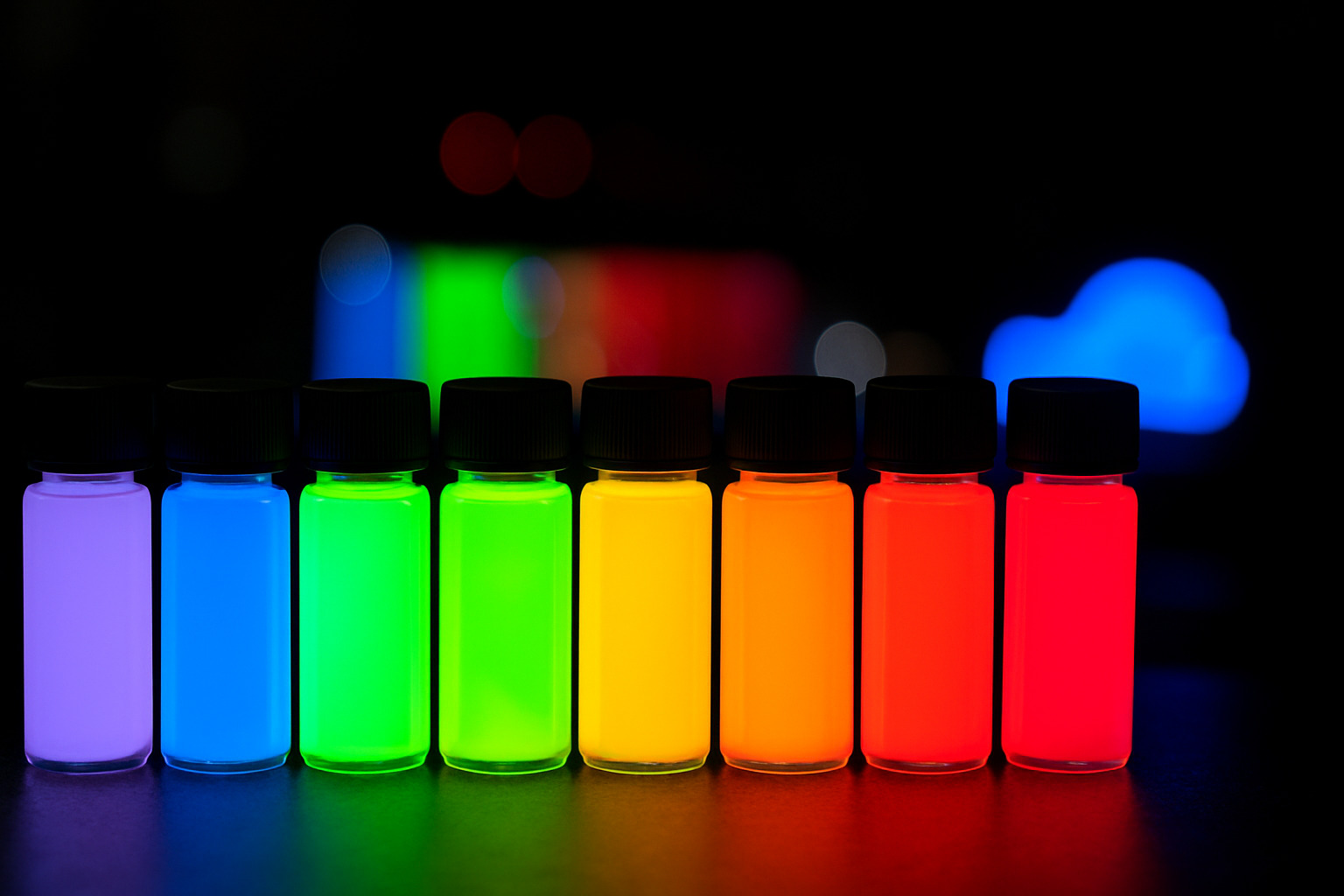 quantum dot and nanophosphor colored bottles