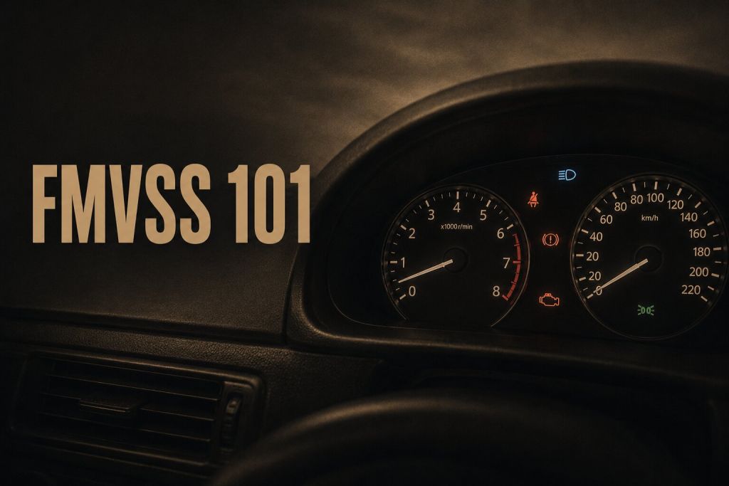 FMVSS 101 dashboard illumination with instrument cluster and controls.